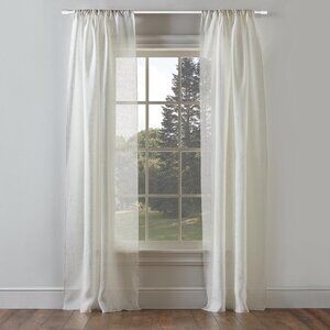 Ethan Allen Linen Drapery Panel Curtains Ivory Sheer Two 50" x 100"